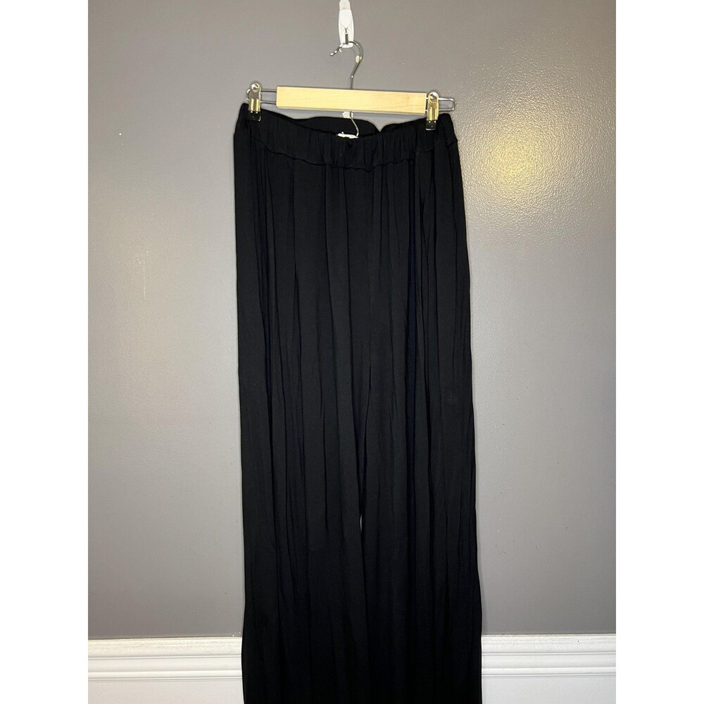 FP Beach Pants Womens Small Palazzo Black Wide Leg Jersey Elastic Waist Casual - Picture 2 of 11